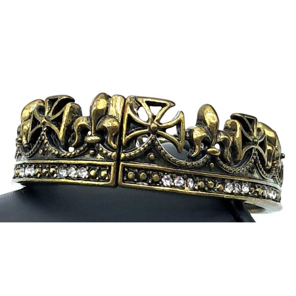 Rock & Republic Crown Bracelet with Clear Crystals Clamper Cuff Jewelry - Picture 2 of 6